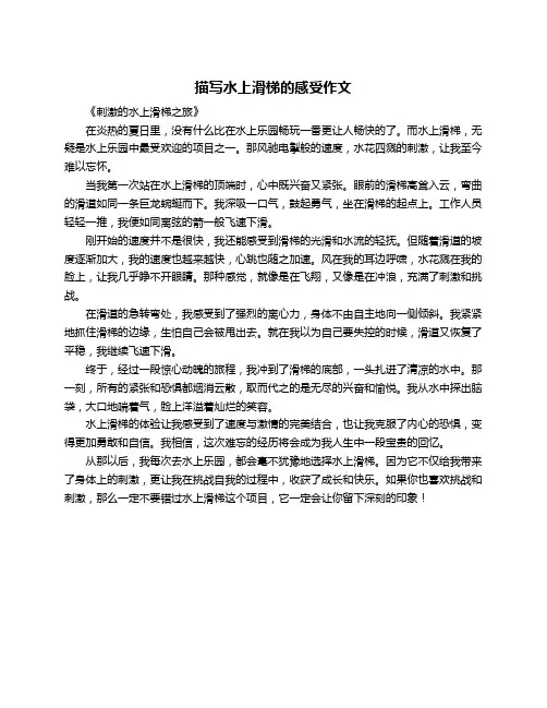 描写水上滑梯的感受作文
