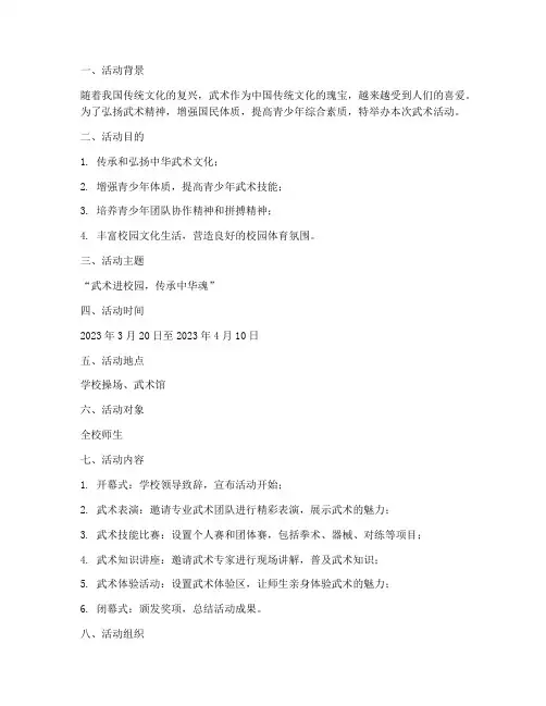 武术活动策划方案模板范文