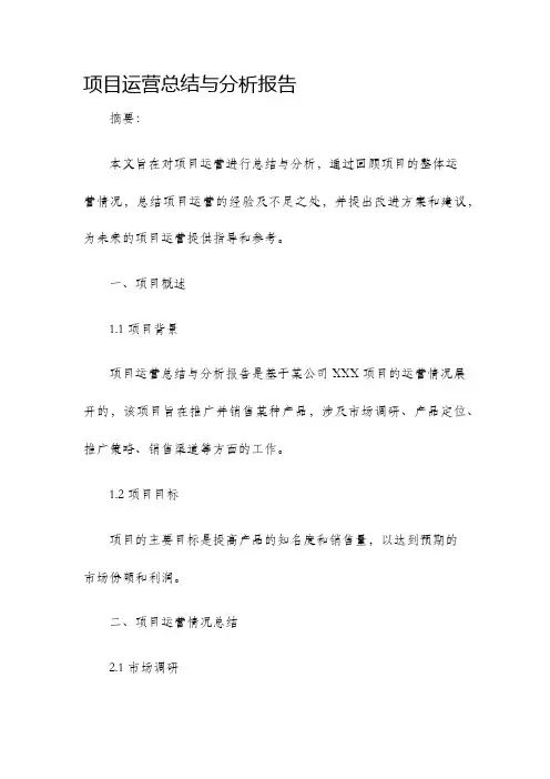项目运营总结与分析报告