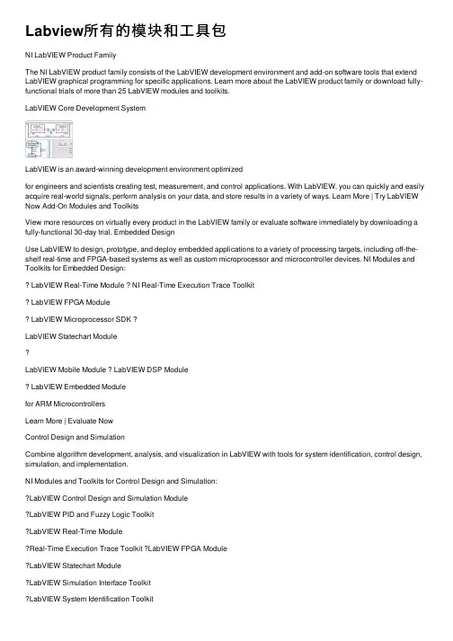 Labview所有的模块和工具包