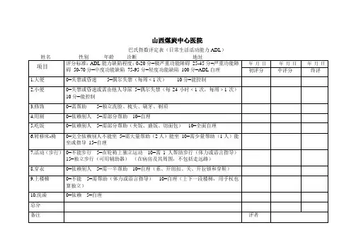 巴氏指数评分表