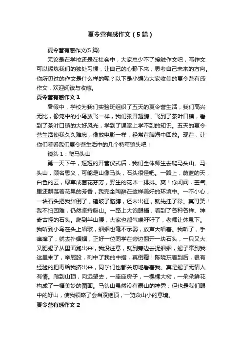 夏令营有感作文（5篇）