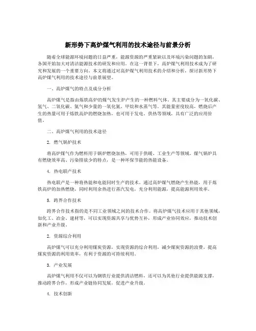 新形势下高炉煤气利用的技术途径与前景分析