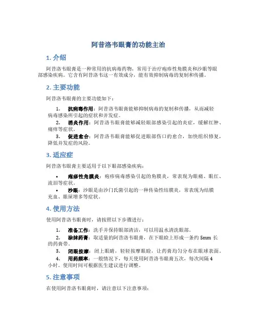 阿昔洛韦眼膏的功能主治是什么