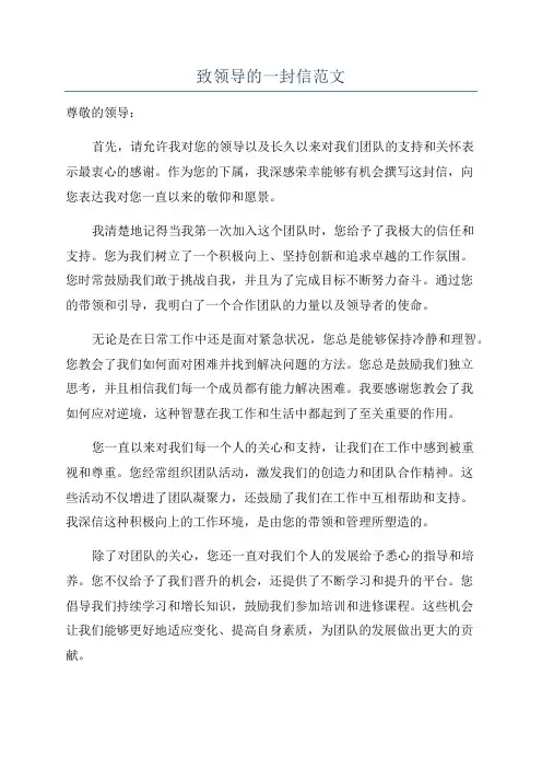 致领导的一封信范文