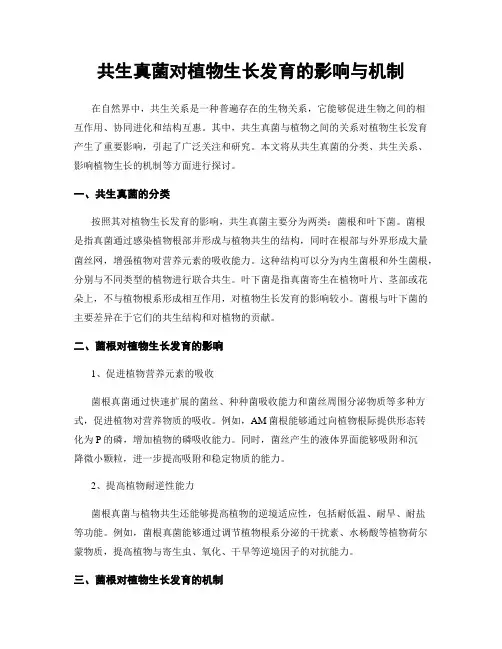 共生真菌对植物生长发育的影响与机制