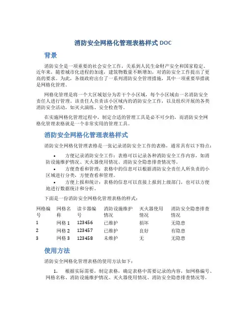 消防安全网格化管理表格样式DOC