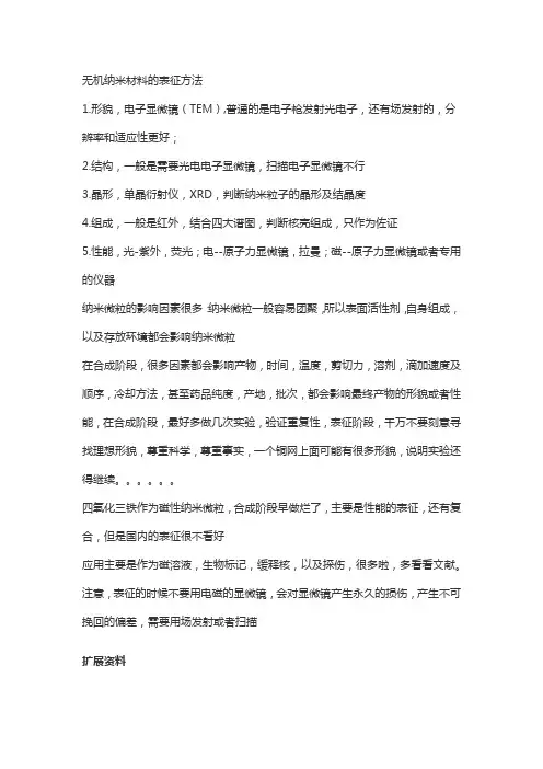 无机纳米材料的表征方法