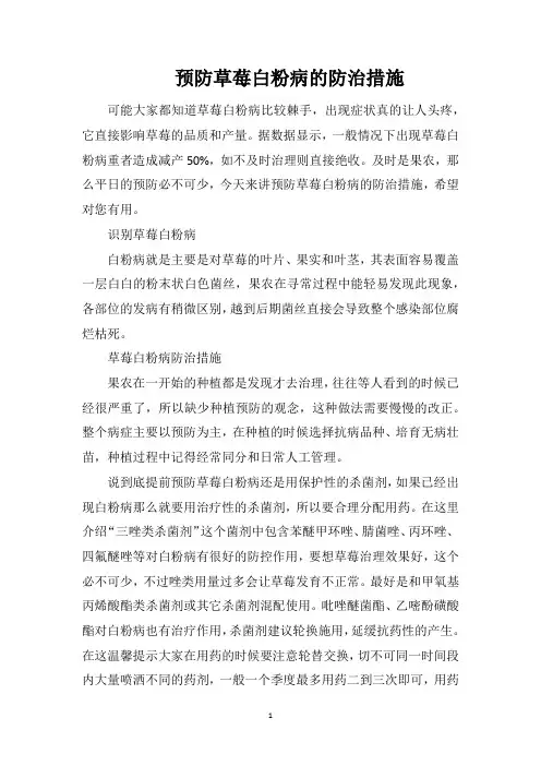 预防草莓白粉病的防治措施