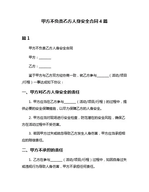 甲方不负责乙方人身安全合同4篇