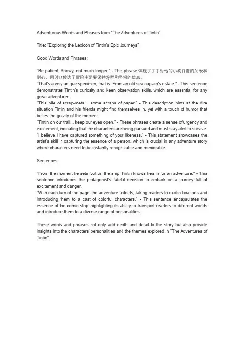 丁丁历险记中的英文好词好句