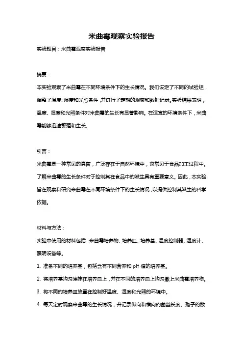 米曲霉观察实验报告
