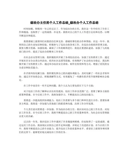 综治办主任的个人工作总结_综治办个人工作总结