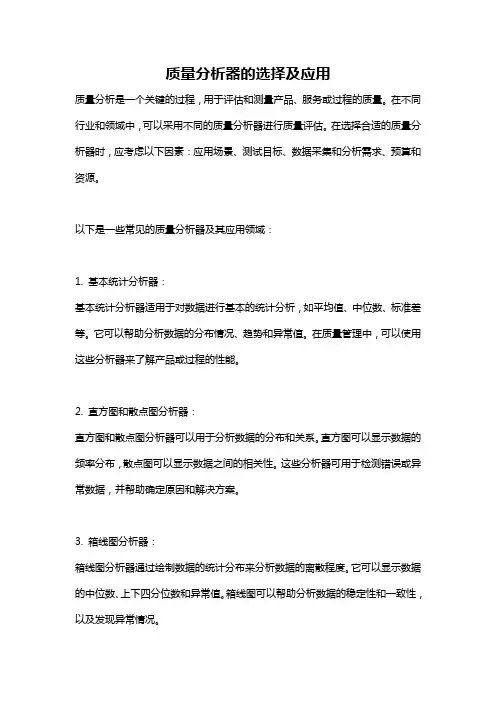 质量分析器的选择及应用
