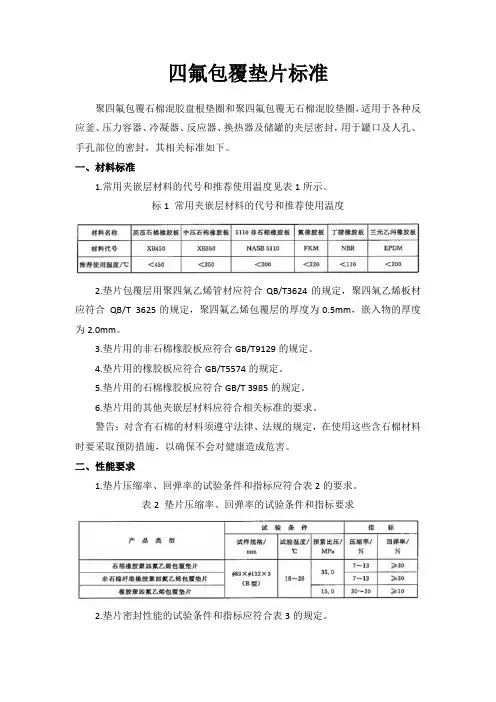 四氟包覆垫片标准