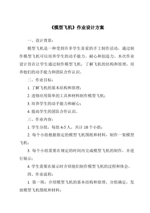 《模型飞机作业设计方案》