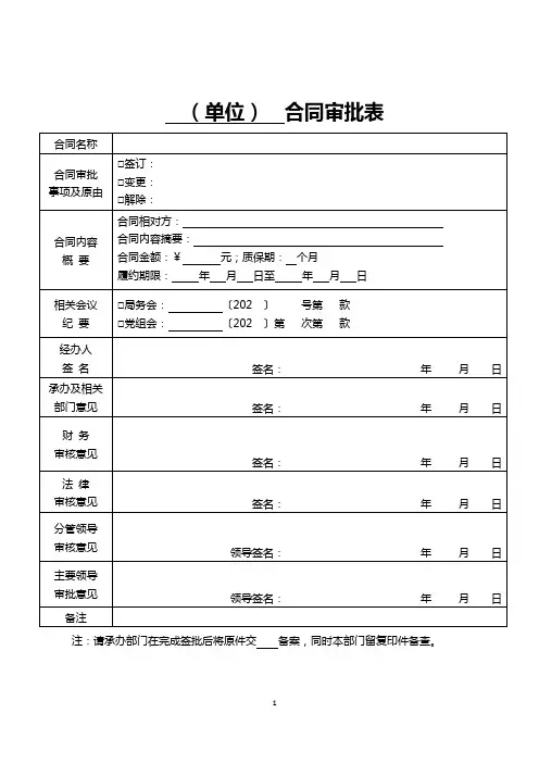 合同审批表【合同管理、表格模板】