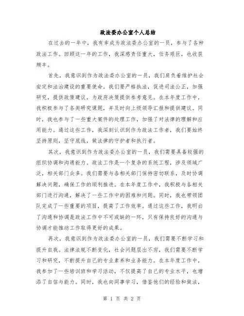 政法委办公室个人总结