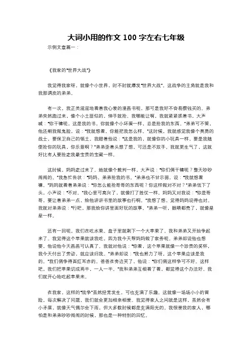 大词小用的作文100字左右七年级