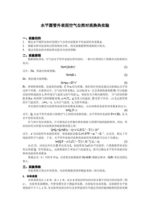水平圆管外表面空气自然对流换热实验指导书[201211版]