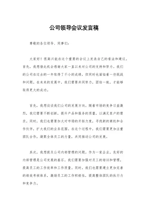 公司领导会议发言稿