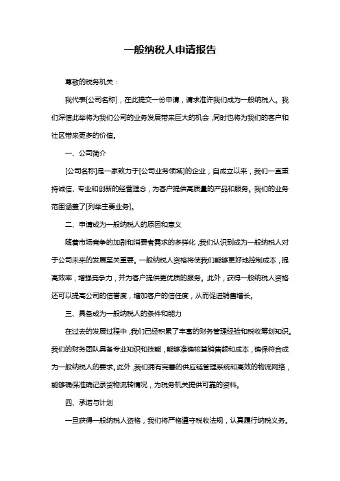 一般纳税人申请报告