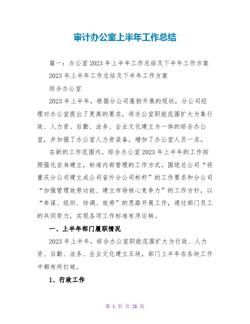 审计办公室上半年工作总结