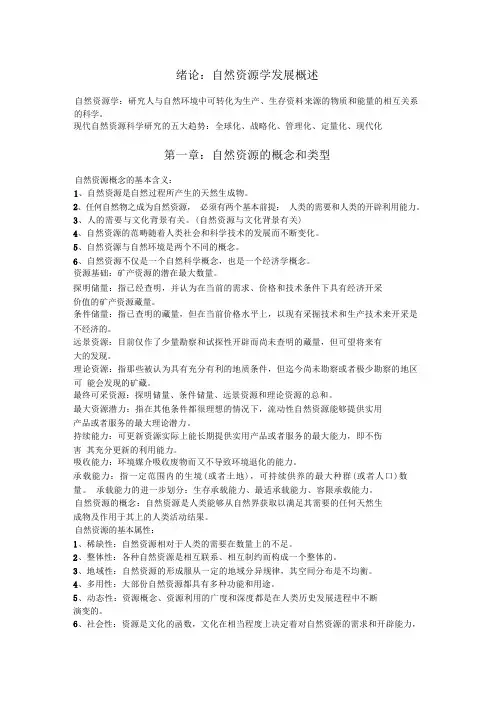 自然资源学复习资料