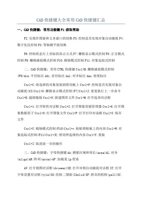 CAD快捷键大全常用CAD快捷键汇总