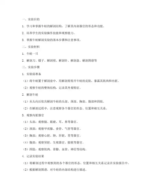 牛蛙解剖医学实验报告