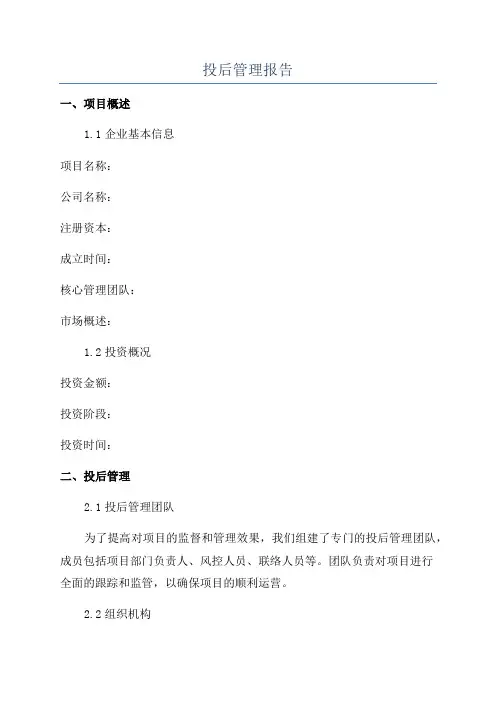 投后管理报告