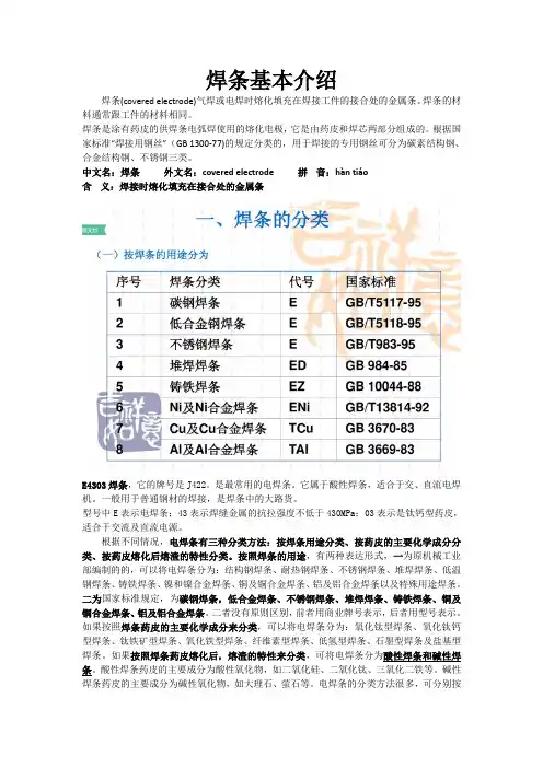 焊条基本介绍