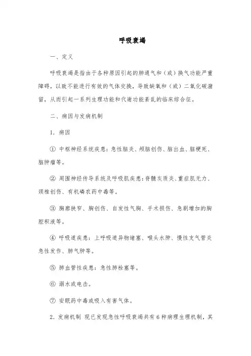 呼吸衰竭的治疗与护理