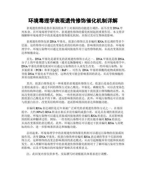 环境毒理学表观遗传修饰催化机制详解
