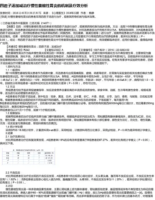 四君子汤加减治疗慢性萎缩性胃炎的机制及疗效分析