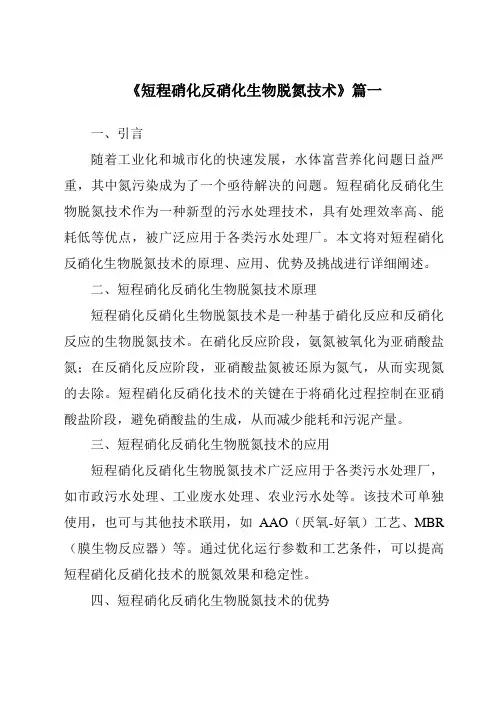 《2024年短程硝化反硝化生物脱氮技术》范文