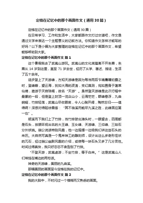 定格在记忆中的那个画面作文（通用30篇）