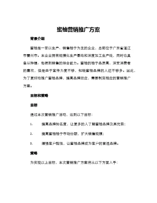蜜柚营销推广方案