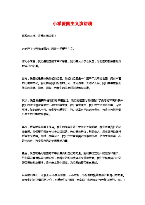 小学爱国主义演讲稿 (2)