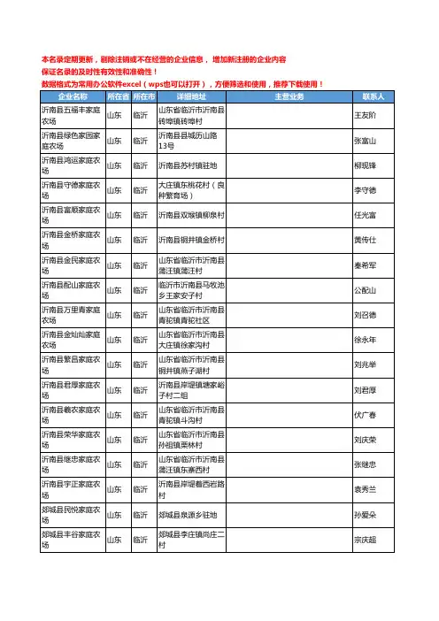2020新版山东省临沂农场、牧场工商企业公司名录名单黄页联系方式大全74家