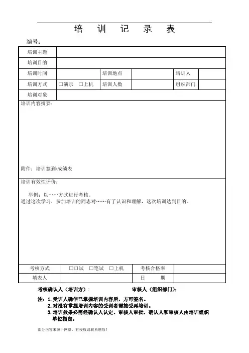 软件《培训记录表》模板