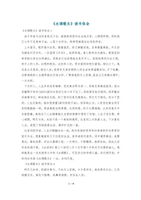 《水调歌头》读书体会