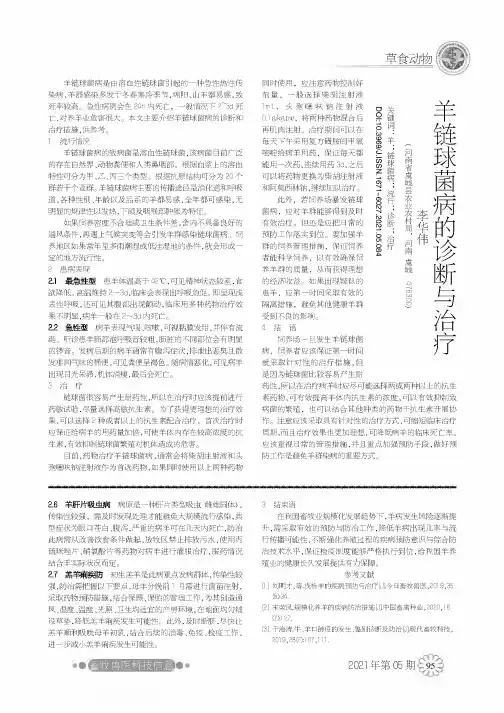 羊链球菌病的诊断与治疗