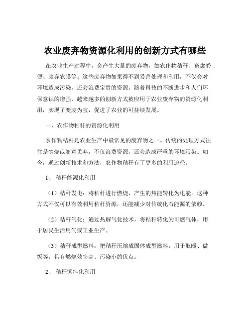 农业废弃物资源化利用的创新方式有哪些