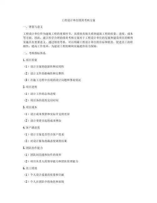 工程设计单位绩效考核方案