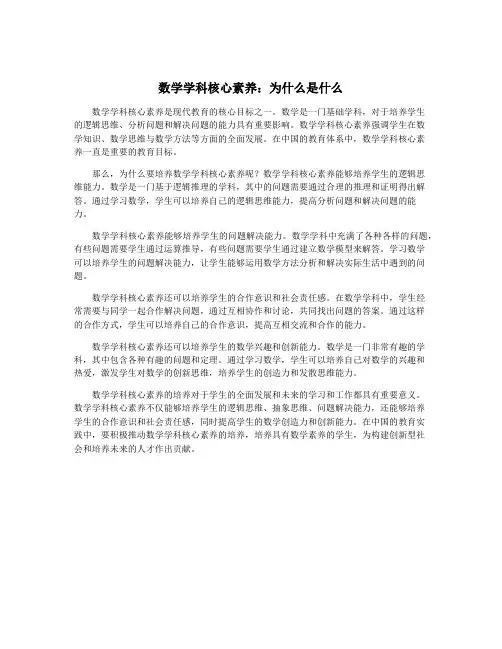 数学学科核心素养：为什么是什么