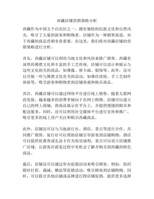 西藏店铺营销策略分析