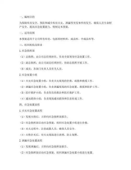 库房现场处置预案