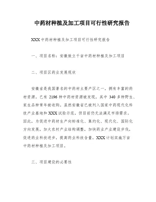 中药材种植及加工项目可行性研究报告