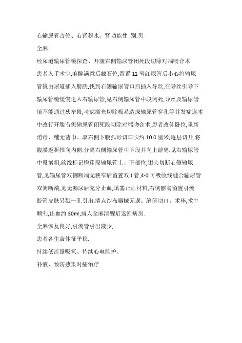 输尿管吻合手术记录